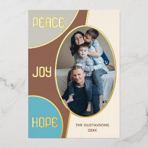 Classic Modern Seasons Greetings Gold Foil Holiday Card