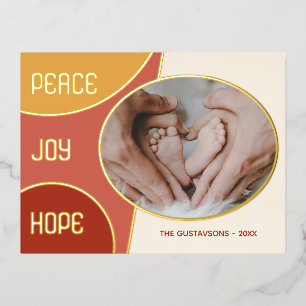 Classic Modern Seasons Greetings Gold Foil Holiday Postcard