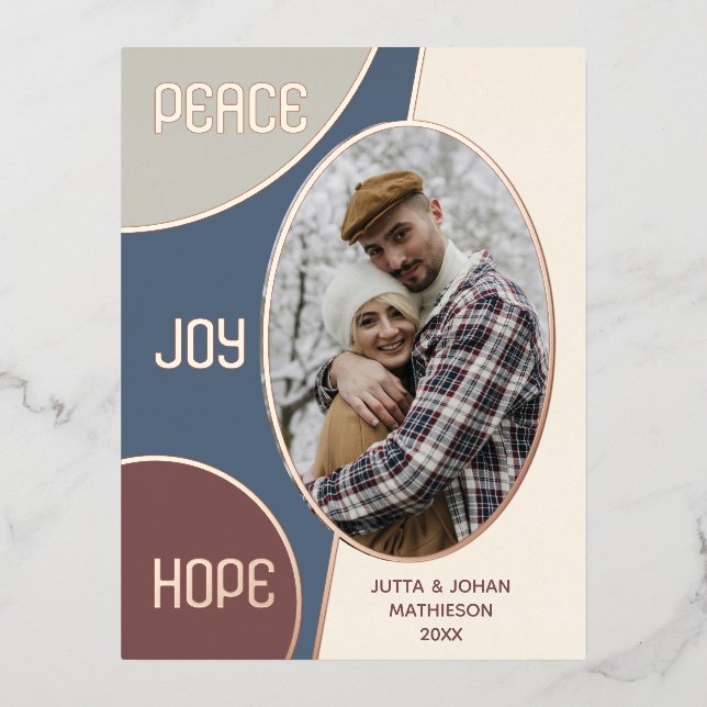 Classic Modern Seasons Greetings Gold Foil Holiday Postcard (Front)