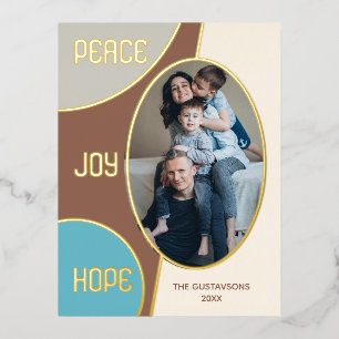 Classic Modern Seasons Greetings Gold Foil Holiday Postcard