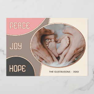 Classic Modern Seasons Greetings Rose Gold Foil Holiday Card
