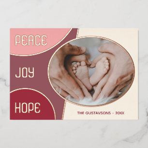 Classic Modern Seasons Greetings Rose Gold Foil Holiday Card