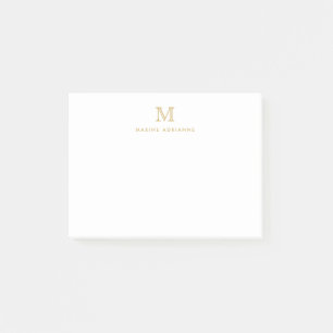 Classic Modern Simple Clean Faux Gold Monogram Post-it Notes