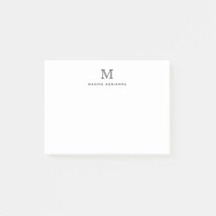 Classic Modern Simple Clean Grey Monogram Initial Post-it Notes