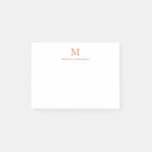 Classic Modern Simple Clean Orange Monogram Post-it Notes