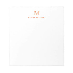 Classic Modern Simple Orange Monogram Initial Notepad