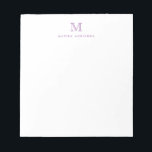 Classic Modern Simple Purple Monogram Initial Notepad<br><div class="desc">The design features a personalised monogram initial and name in a simple and modern typographic font.</div>