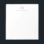 Classic Modern Simple Purple Monogram Initial Notepad<br><div class="desc">The design features a personalised monogram initial and name in a simple and modern typographic font.</div>