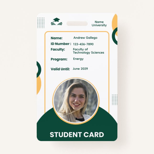 Classic Modern Simple Student ID Name Card ID Badge (Front)