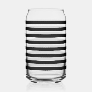 Classic Modern Sleek Black Horizontal Striped Can Glass