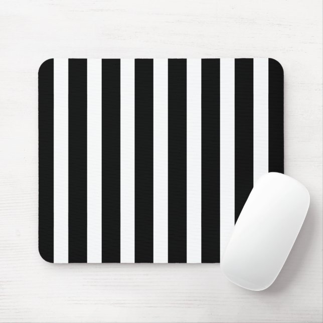Classic Modern Striped Black and White Mouse Mat (With Mouse)