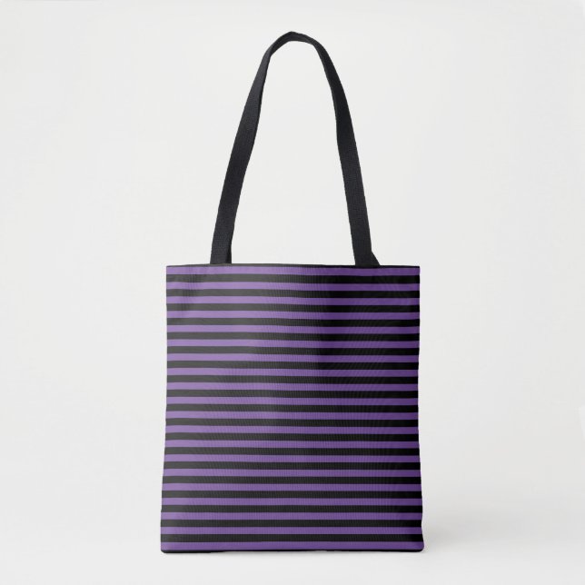 Classic Modern Striped Purple and Black Tote Bag (Front)