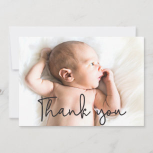 Classic Modern Thank You Overlay Baby Photo Birth Announcement
