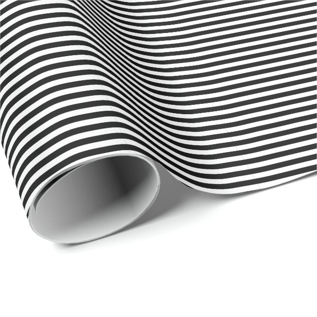 Classic Modern Thin Black and White Striped Wrapping Paper (Roll Corner)