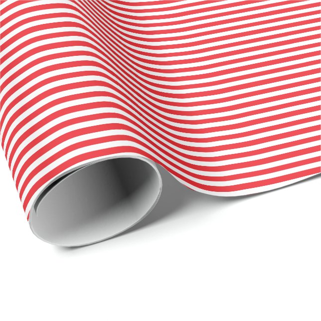 Classic Modern Thin Red and White Striped Wrapping Paper (Roll Corner)