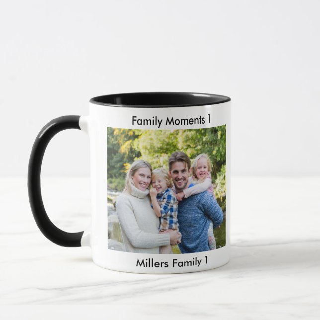 Classic Modern Two Photo Minimalist Family Keepsak Mug (Left)