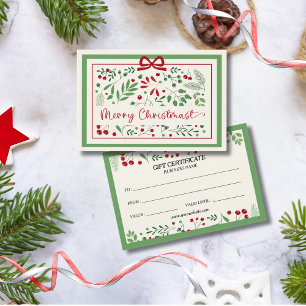 Classic Modern Vintage Red Green Floral Christmas
