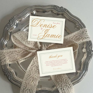 Classic Modern Vintage Wedding Guest Thank You Card