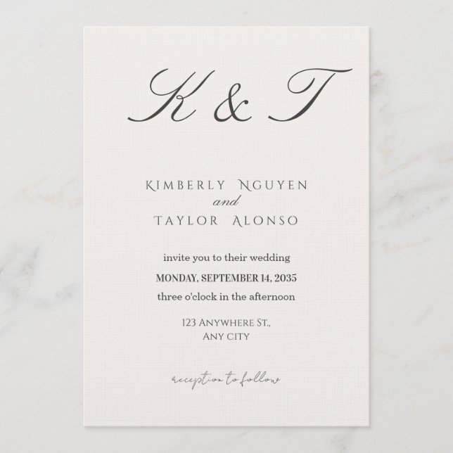 Classic Modern Wedding Invitation | Elegant  (Front)