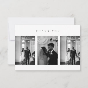 Classic Modern Wedding Photo Collage Thank You Card