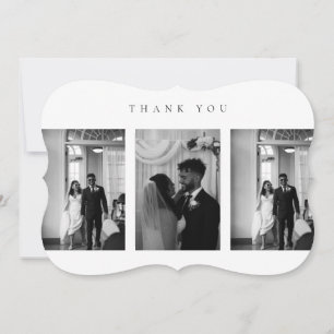 Classic Modern Wedding Photo Collage Thank You Card