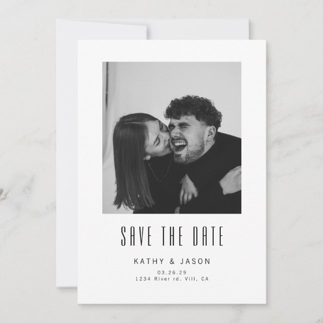 Classic Modern Wedding Photo Save The Date (Front)