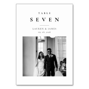 Classic Modern Wedding Photo Table Number Card