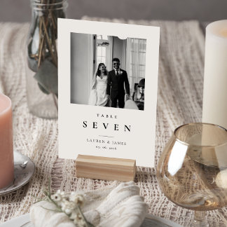 Classic Modern Wedding Photo Table Number Card