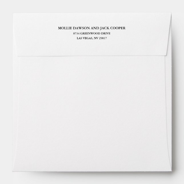 Classic Modern White Envelope With Return Address  (Back (Top Flap))