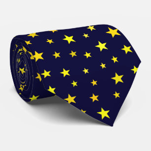 Classic Modern Yellow Stars on Navy Blue Tie