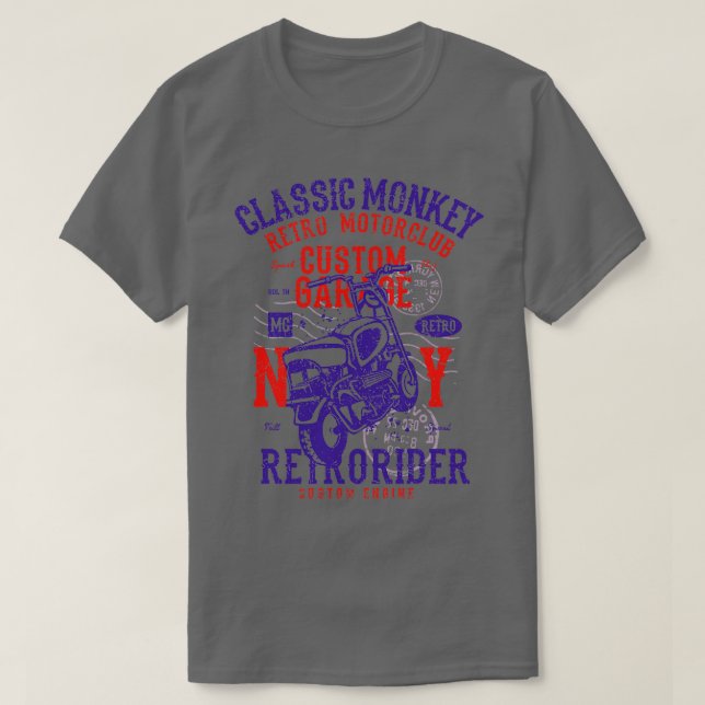 Classic Monkey Retro Motorcycle  T-Shirt (Design Front)