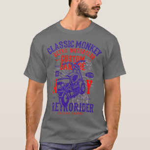 Classic Monkey Retro Motorcycle T-Shirt