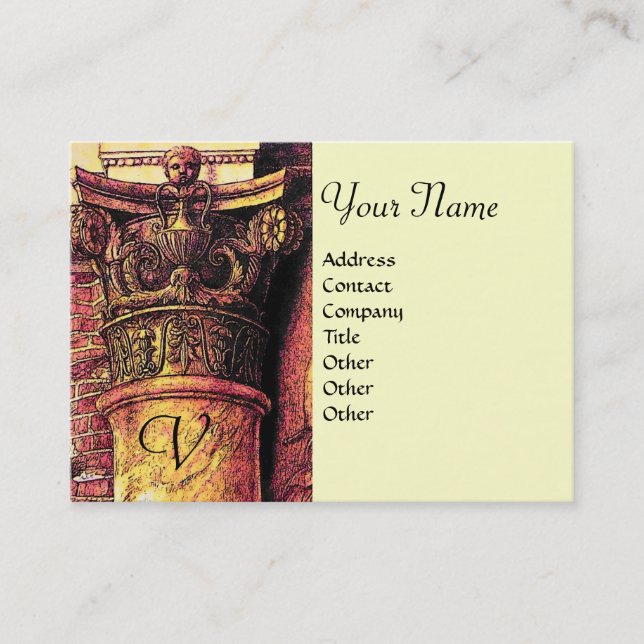 CLASSIC MONOGRAM 2 bright red yellow Business Card (Front)