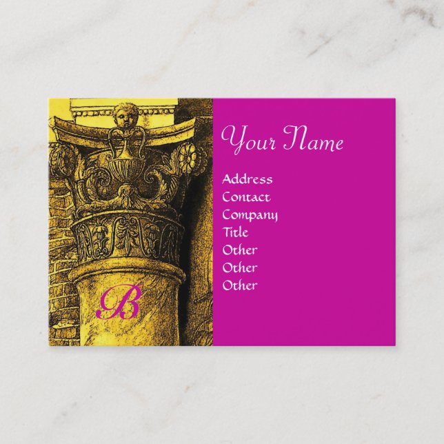 CLASSIC MONOGRAM 2 bright red yellow fuchsia Business Card (Front)