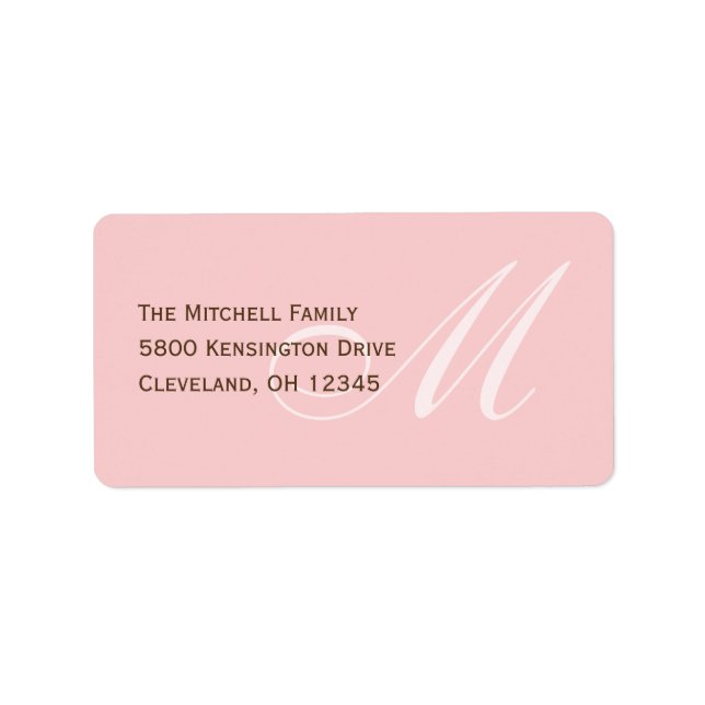 Classic Monogram Address Labels - Pink (Front)