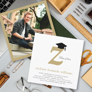 Classic Monogram Alphabet Z Photo Graduation Party Invitation
