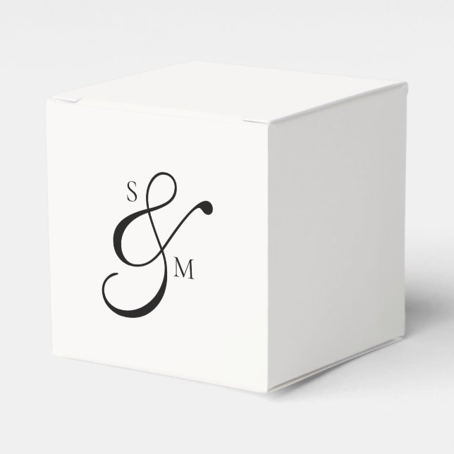 Classic Monogram Ampersand White Wedding Favour Box (Front Side)