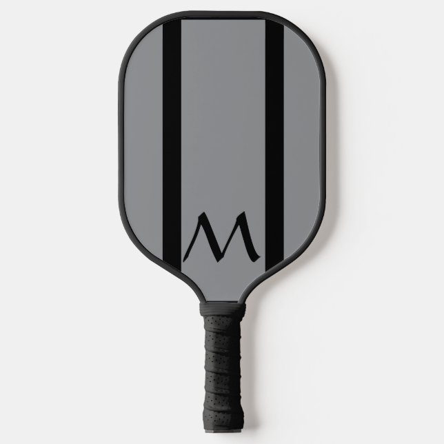 Classic Monogram Black and Grey Dual Face Pickleball Paddle (Front)