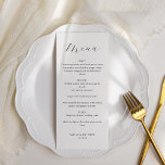 Classic Monogram Black and White Script Wedding Menu<br><div class="desc">Classic Minimalist Monogram Traditional Typography Wedding Menu in Black and White</div>