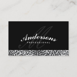 Classic Monogram Black   Leopard Print Business Card