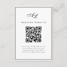 Classic Monogram Black & White Traditional Wedding Enclosure Card