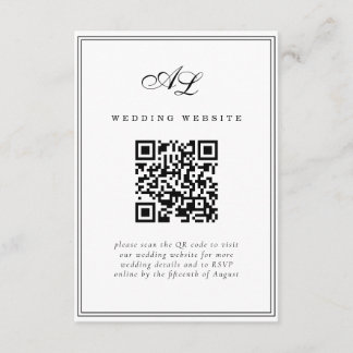 Classic Monogram Black & White Traditional Wedding Enclosure Card
