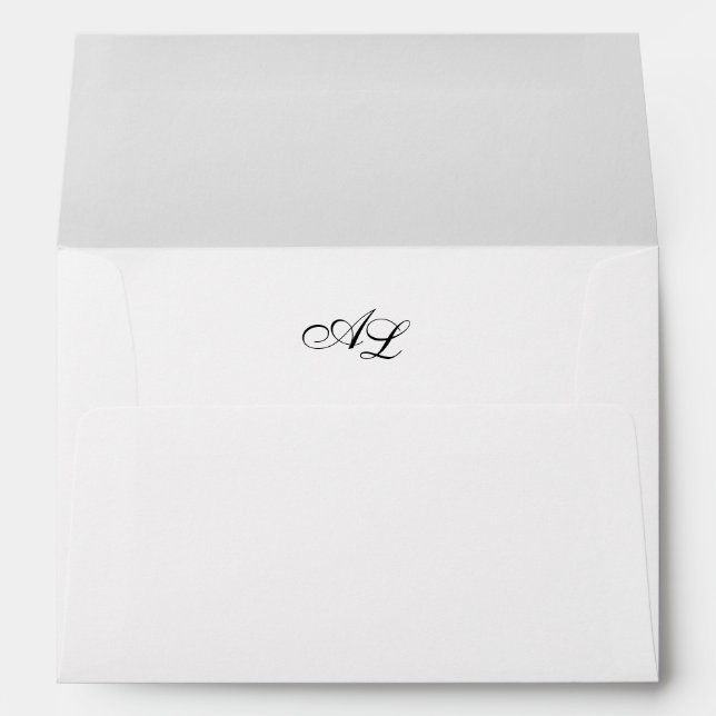 Classic Monogram Black & White Traditional Wedding Envelope (Back (Bottom))