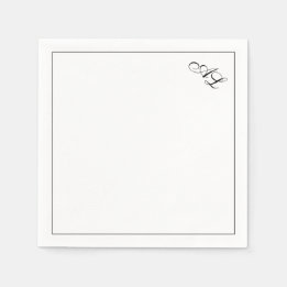 Classic Monogram Black & White Traditional Wedding Napkin