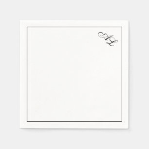Classic Monogram Black & White Traditional Wedding Napkin