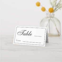 Classic Monogram Black & White Wedding Reception Place Card