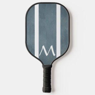 Classic Monogram Bluish Grey and White Dual Face Pickleball Paddle