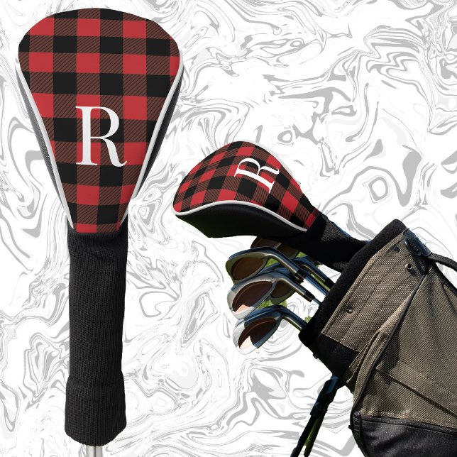 Classic monogram buffalo plaid gift for dad golf head cover (Creator Uploaded)