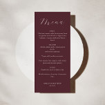 Classic Monogram Burgundy Script Wedding Menu<br><div class="desc">Classic Minimalist Monogram Traditional Typography Wedding Menu in Burgundy</div>