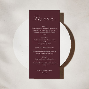 Classic Monogram Burgundy Script Wedding Menu